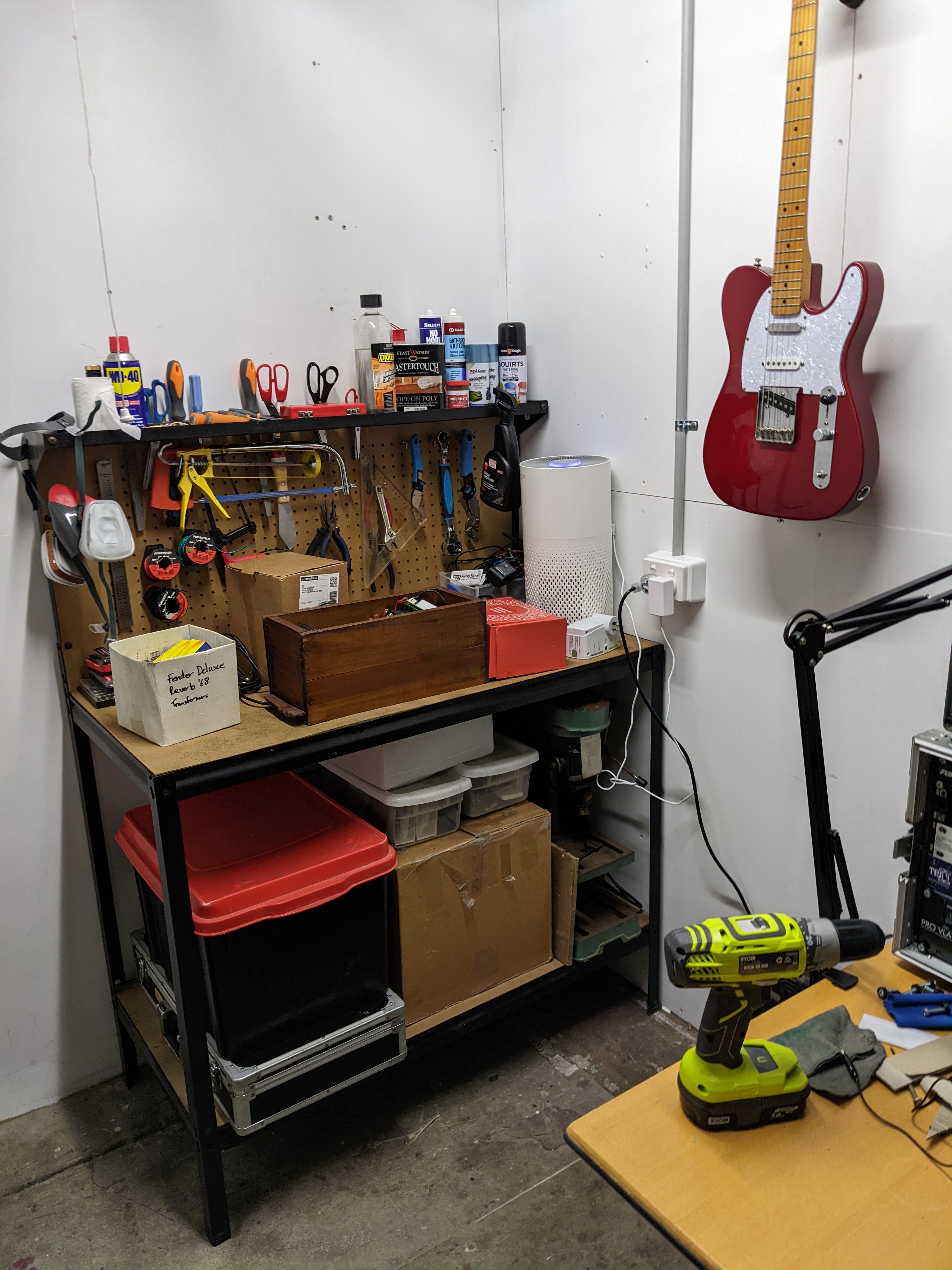 Barkvox studio, workshop, and gear