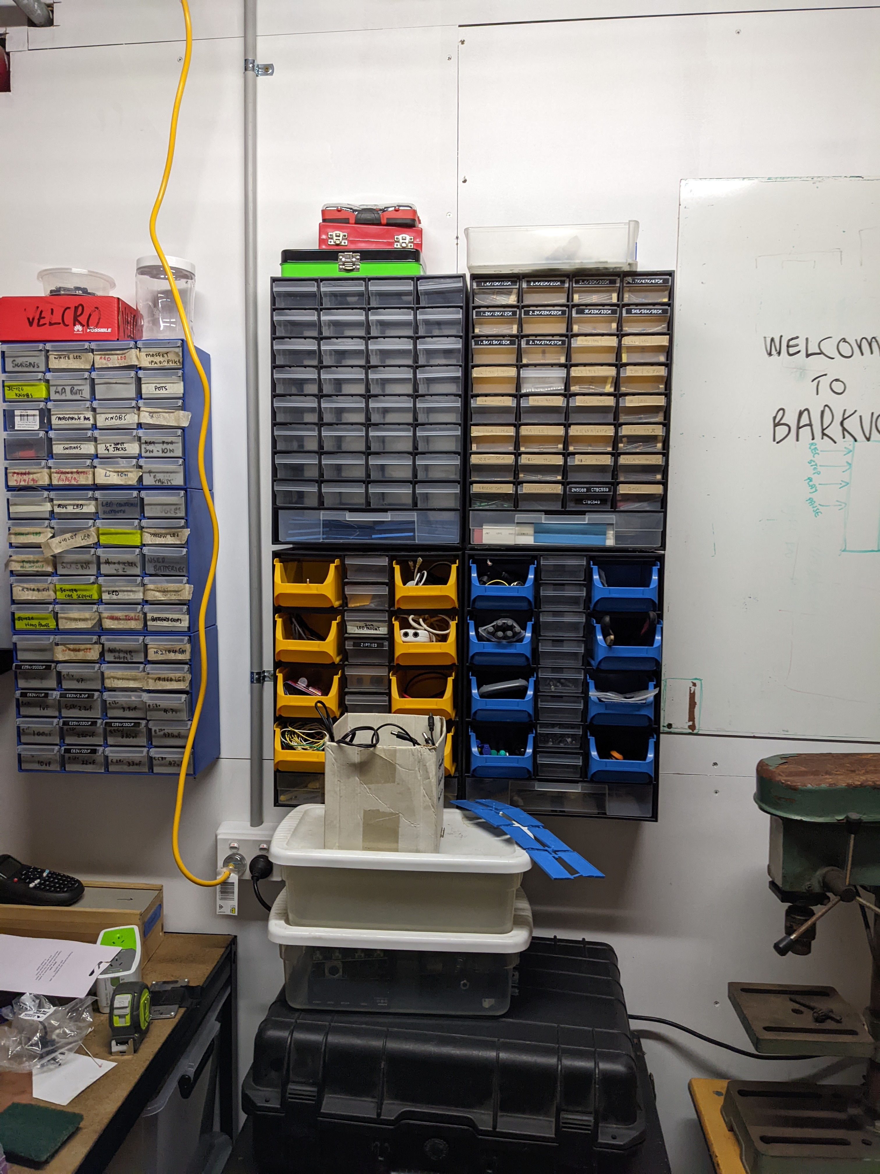 Barkvox studio, workshop, and gear