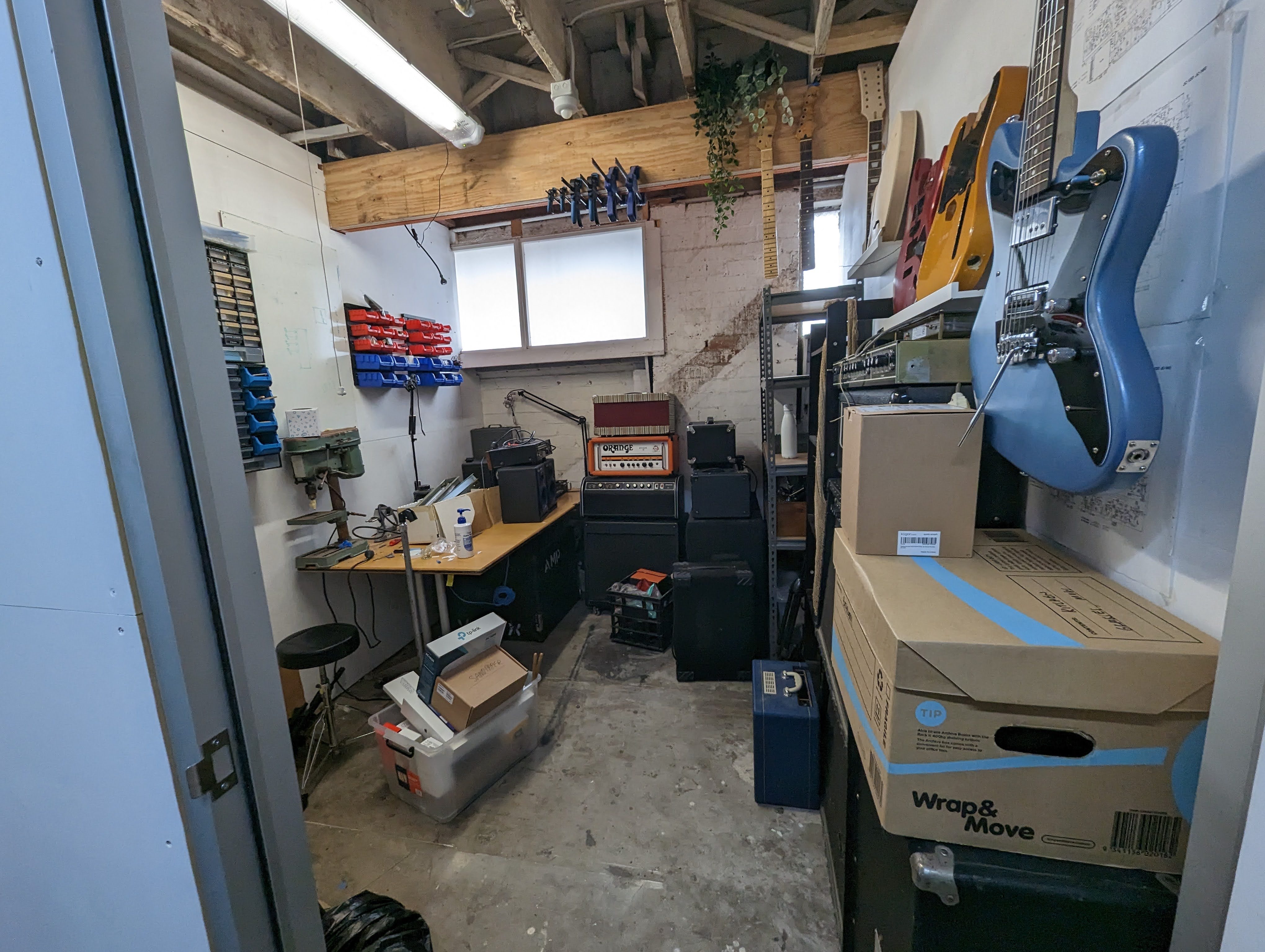 Barkvox studio, workshop, and gear